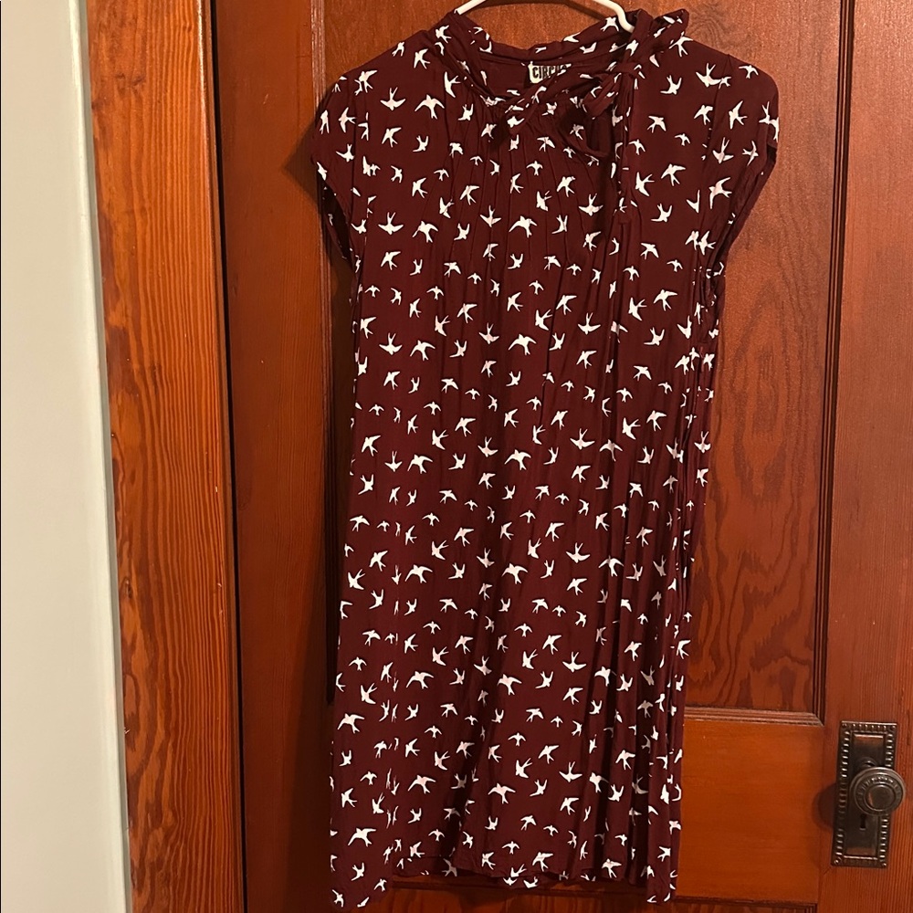 ModCloth Circus Maroon Dress with Sparrow Print L